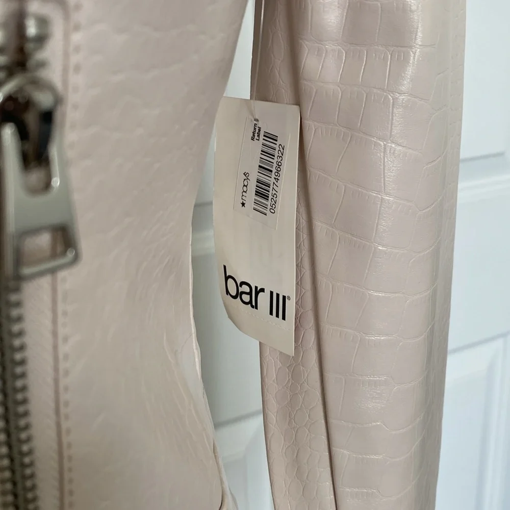 Bar lll Faux Leather Moto Jacket Natural White X-Small - Picture 3 of 11